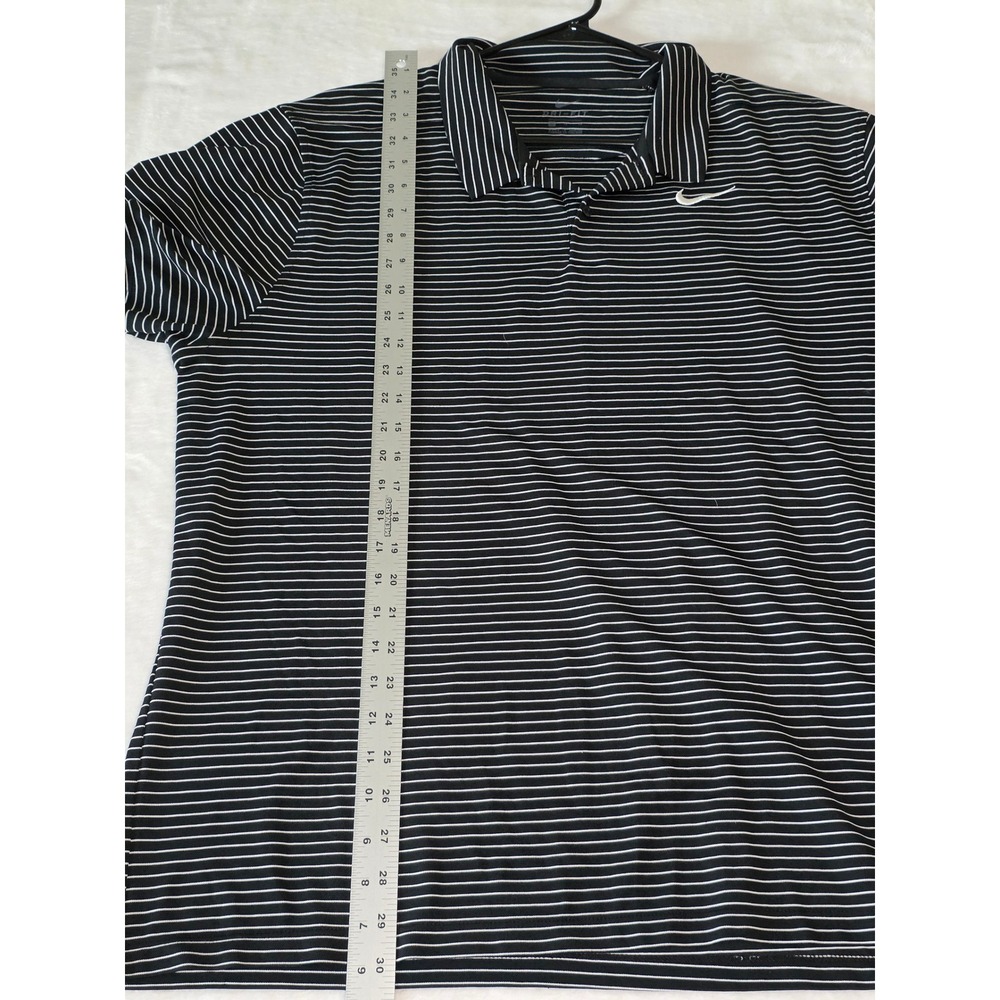 Nike Dri-FIT Golf Polo Shirt Mens XL Black White Striped AJ5482-010 Short Sleeve - Picture 5 of 7